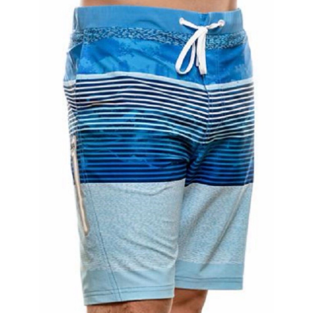 ZeroXposur Men's Blue Gradient Stripe Board Shorts